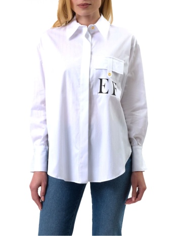 elisabetta franchi πουκαμισο ριγε logo pocket λευκο σε προσφορά