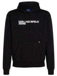 karl lagerfeld jeans φουτερ κουκουλα μαυρο reg logo hoodie