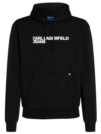 karl lagerfeld jeans φουτερ κουκουλα μαυρο reg logo hoodie σε προσφορά