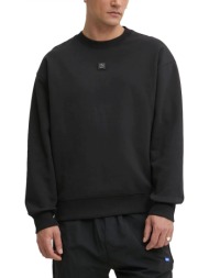 hugo φουτερ crewneck dettil relaxed fit logo μεταλλικο μαυρο