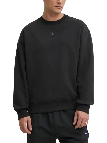 hugo φουτερ crewneck dettil relaxed fit logo μεταλλικο μαυρο σε προσφορά