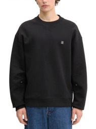 hugo φουτερ crewneck dargencrew logo μεταλλικο φερμουαρ κατω μαυρο