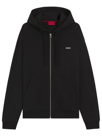 hugo φουτερ hoodie fullzip dapozip logo μεταλλικο μαυρο