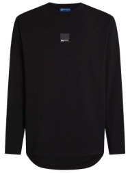 karl lagerfeld jeans t-shirt logo reg ls curved hem tee μαυρο