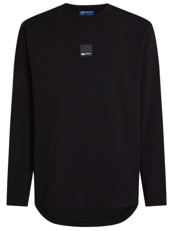 karl lagerfeld jeans t-shirt logo reg ls curved hem tee σε προσφορά