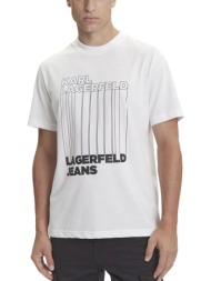karl lagerfeld jeans t-shirt reg barcode tee λευκο