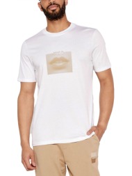 hugo t-shirt deterni logo λευκο-μπεζ