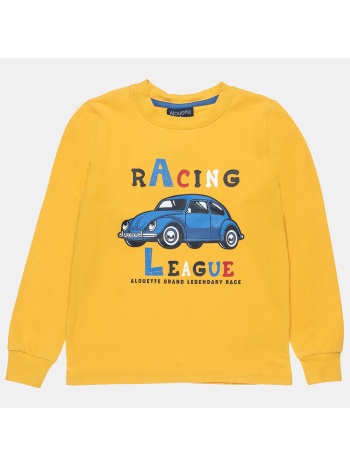μπλούζα με τύπωμα racing league - μουσταρδι σε προσφορά