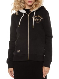 ζακέτα φούτερ με κουκούλα luxe metallic logo zip hoodie superdry