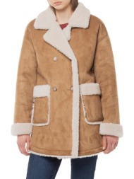 faux shearling παλτό rose pepe jeans