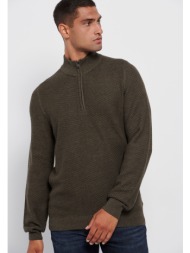 βαμβακερό πουλόβερ με φερμουάρ στο λαιμό
