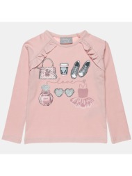 μπλούζα με βολάν και glitter λεπτομέρειες - ροζ