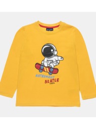 μπλούζα με τύπωμα αστροναύτη - μουσταρδι