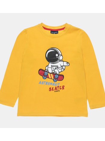 μπλούζα με τύπωμα αστροναύτη - μουσταρδι σε προσφορά