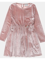 φόρεμα με βελούδινη υφή και glitter μοτίβο - ροζ
