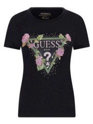 t-shirt ss rn floral triangle tee guess