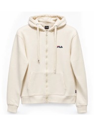 fila felia brushed fleece γυναικεία φούτερ ζακέτα με κουκούλα εκρού