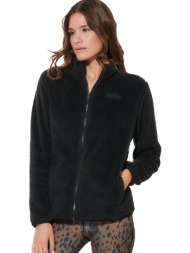 body action fluffy fleece γυναικεία ζακέτα μαύρη