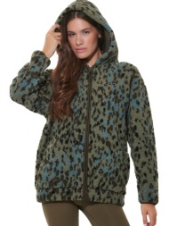 body action sherpa fleece γυναικεία ζακέτα με animal print