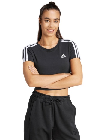 adidas essentials crop τρίριγο γυναικείο top μαύρο-άσπρο σε προσφορά