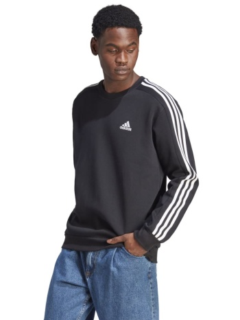 adidas ανδρική essential μαύρη μπλούζα-φούτερ 3-stripes σε προσφορά