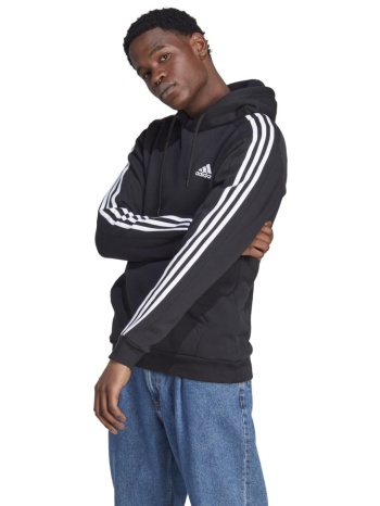 adidas performance ανδρικό μαύρο φλις φούτερ 3-stripes σε προσφορά