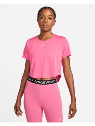nike one αθλητικό γυναικείο crop t-shirt ροζ