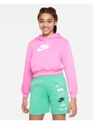 nike παιδικό crop hooded φούτερ για κορίτσια ροζ