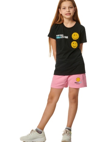 body action παιδικό t-shirt με emojis για κορίτσια μαύρο