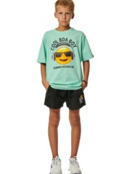 body action παιδικό cool emoji t-shirt για αγόρια glass πράσινο