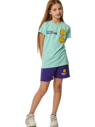 body action παιδικό t-shirt με emojis για κορίτσια γαλάζιο