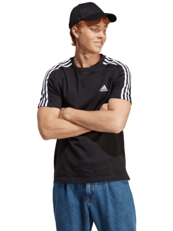 adidas essentials 3-stripes αντρικό t-shirt μαύρο με λευκές σε προσφορά