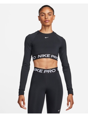 nike pro 365 γυναικεία crop μπλούζα προπόνησης μαύρη