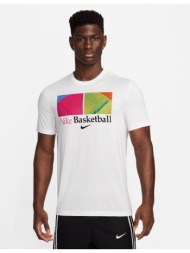 nike dri-fit λευκό ανδρικό t-shirt με στάμπα basketball