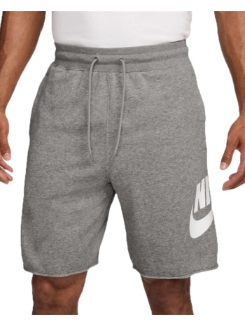 nike club ανδρική αθλητική βερμούδα frech terry γκρι μελανζέ
