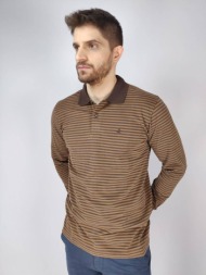 prodigy μπλούζα πόλο με ρίγες - καφέ - 022515p