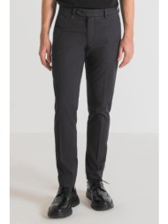 antony morato παντελόνι chinos με μικροσχέδιο skinny bryan - μαύρο - mmtr00580-fa800159