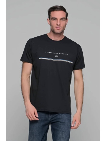 everbest t-shirt με συμαιάκι ρίγα - μαύρο - 242-803