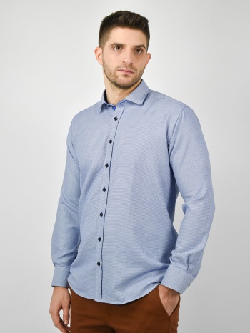 leonardo uomo πουκάμισο με μικροσχέδιο - μπλε - w21lu0116173 σε προσφορά