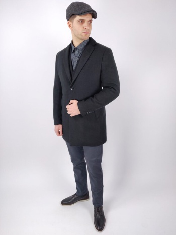 leonardo uomo παλτό γκρι slim fit - μαύρο - w19lu17010 σε προσφορά