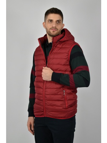 urbane fashion αμάνικο μπουφάν με κουκούλα - κόκκινο - 5401