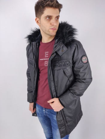 inox jackets μπουφάν μακρύ με κουκούλα - μαύρο - 17615 σε προσφορά