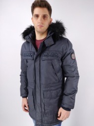 inox jackets μπουφάν μακρύ με κουκούλα - σκούρο‌‌ μπλε - 17615