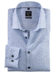 olymp πουκάμισο με γραμμικό μικροσχέδιο - γαλάζιο - 254814
