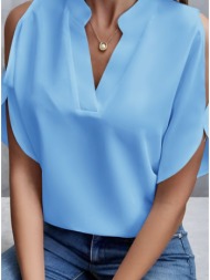 μπλούζα κοντομάνικη με v-cut λαιμόκοψη - sky blue (σιέλ)