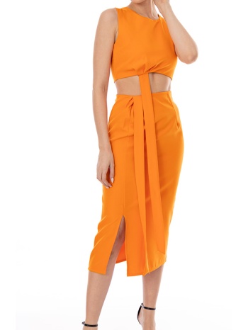 σετ φούστα midi με σκίσιμο & μπλούζα cropped - orange peel σε προσφορά