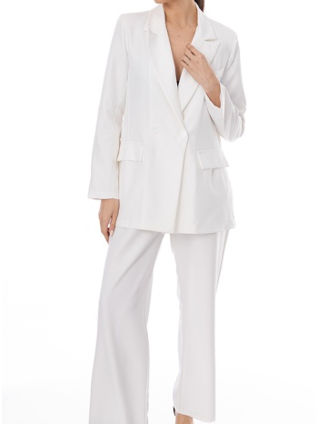 σετ σακάκι με εσωτερική φόδρα & παντελόνι oversized - white σε προσφορά