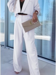 σετ σακάκι cropped oversized με φόδρα και παντελόνι -white (λευκό)
