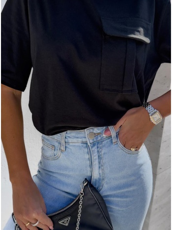 μπλούζα κοντομάνικη με τσέπη στο στήθος - black (μαύρο) σε προσφορά