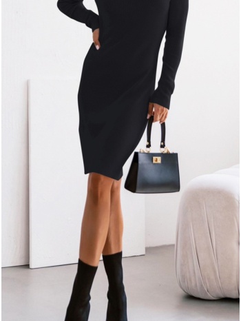φόρεμα mini ζιβάγκο πλεκτό ριπ απαλής ύφανσης - black σε προσφορά